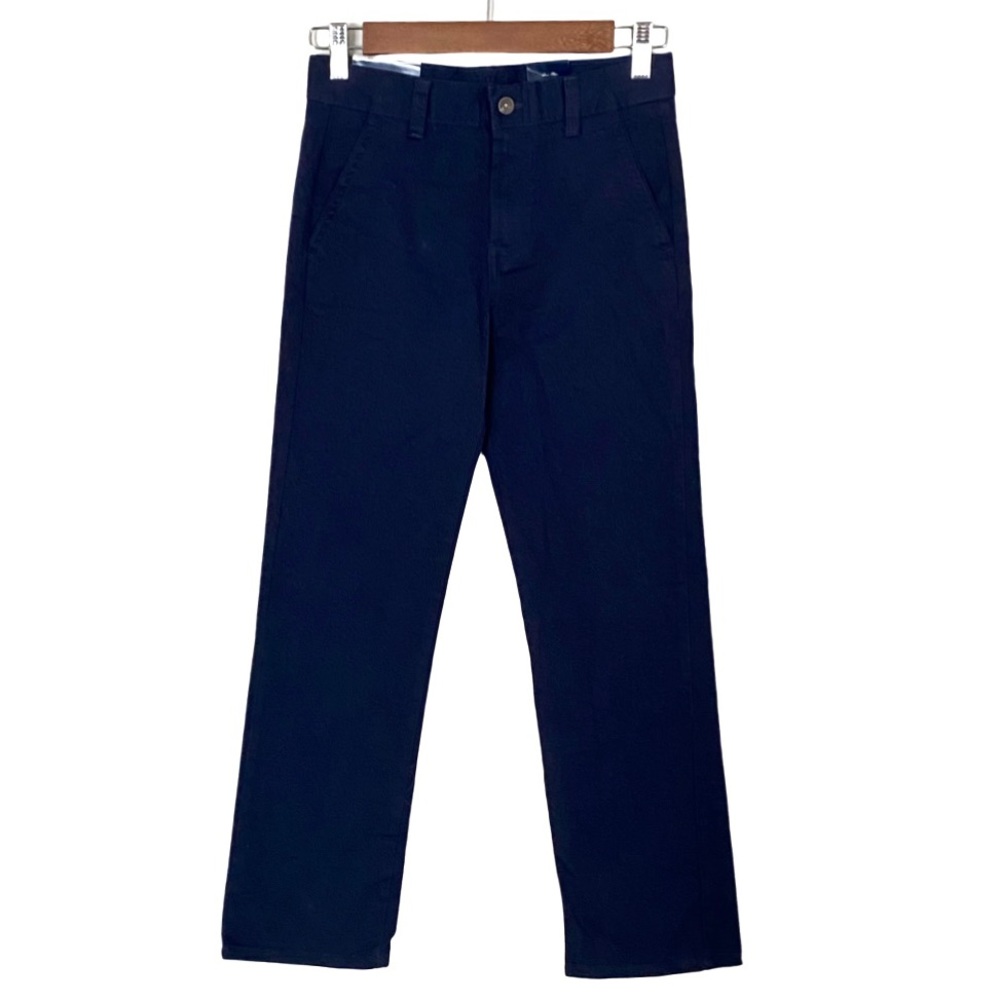 NWT Chaps Navy Flat Front Stretch Cotton Chino Pants Adjustable Waist Boys 12